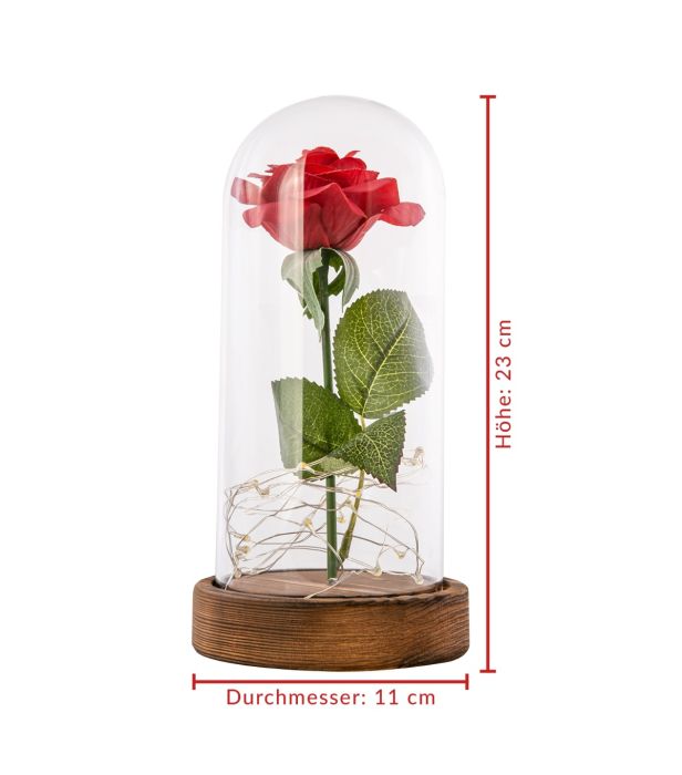 Ewige Rose im Glas mit Gravur